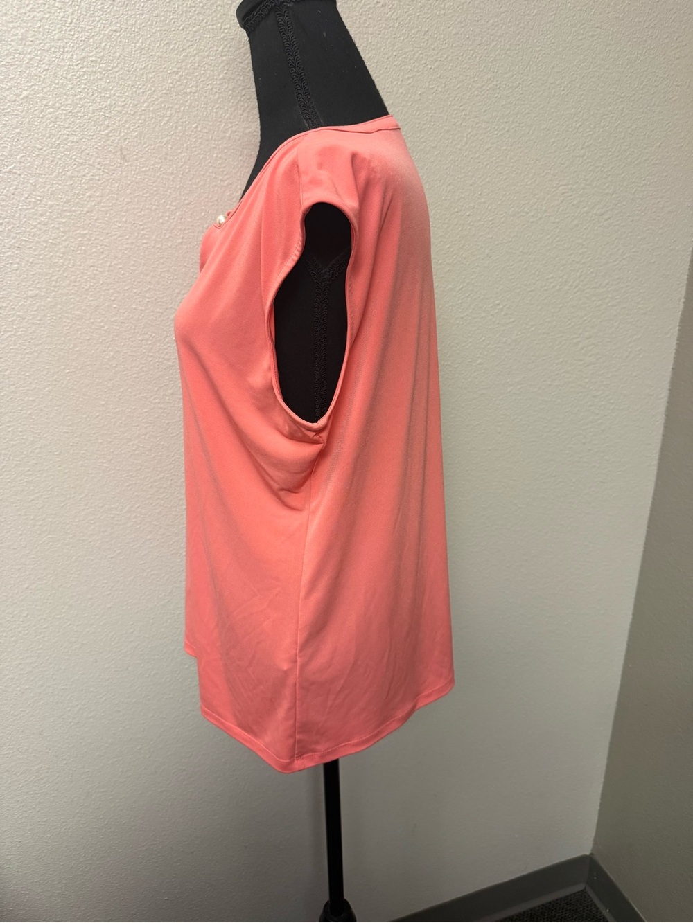 Calvin Klein Salmon Chain Neck Blouse Top Career Office Stretch Size L XL - Picture 5 of 11